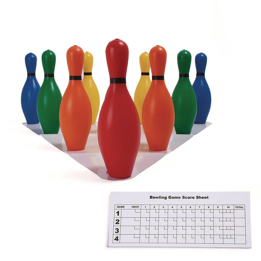 Champion Sports Plastic Bowling Pin Set, Assorted Colors, 10/Set (BP10CLR)