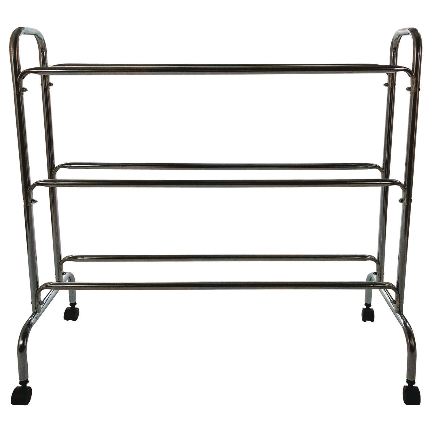 Champion Sports Powder-Coated Ball Cart, Metal, 132 lb Capacity, 17 x 41 x 41, Silver (BRC3)