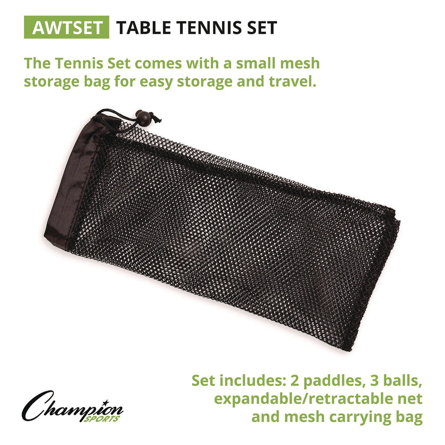 Champion Sports Anywhere Table Tennis Set, with Carry Bag (AWTSET)