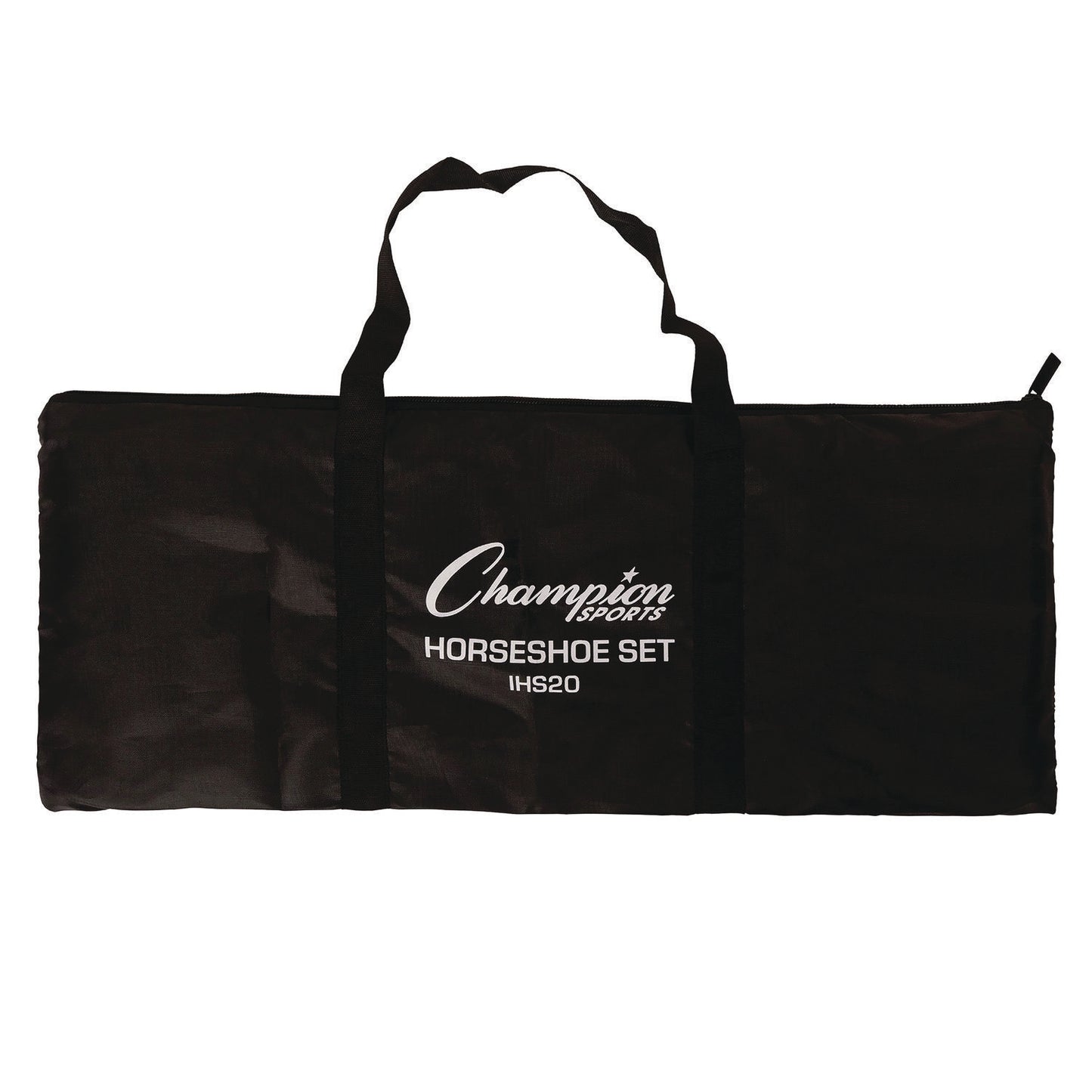 Champion Sports Steel Horseshoe Set, (4) Horseshoes/(2) 20" Stakes/Nylon Carry Bag (IHS20)