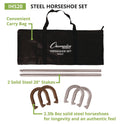 Champion Sports Steel Horseshoe Set, (4) Horseshoes/(2) 20" Stakes/Nylon Carry Bag (IHS20)
