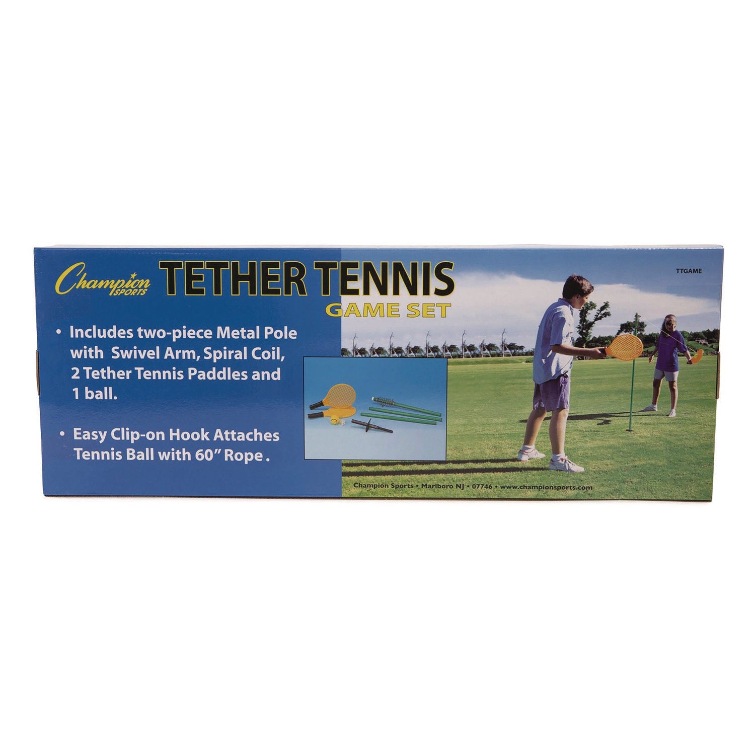 Champion Sports Tether Tennis Game Set, Two Paddles, Two Tennis Balls (TTGAME)