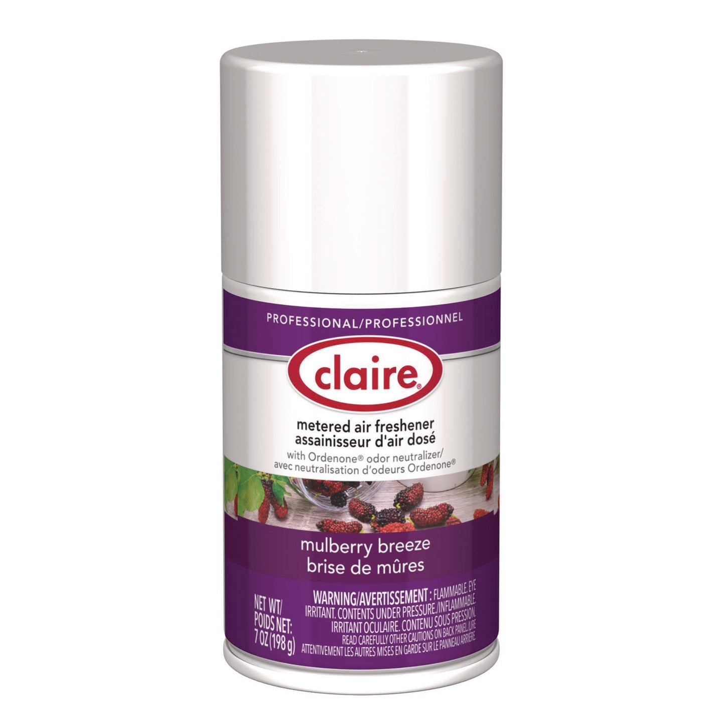 Claire Metered Air Freshener, Mulberry Scent, 7 oz Aerosol Spray, 12/Carton (106)