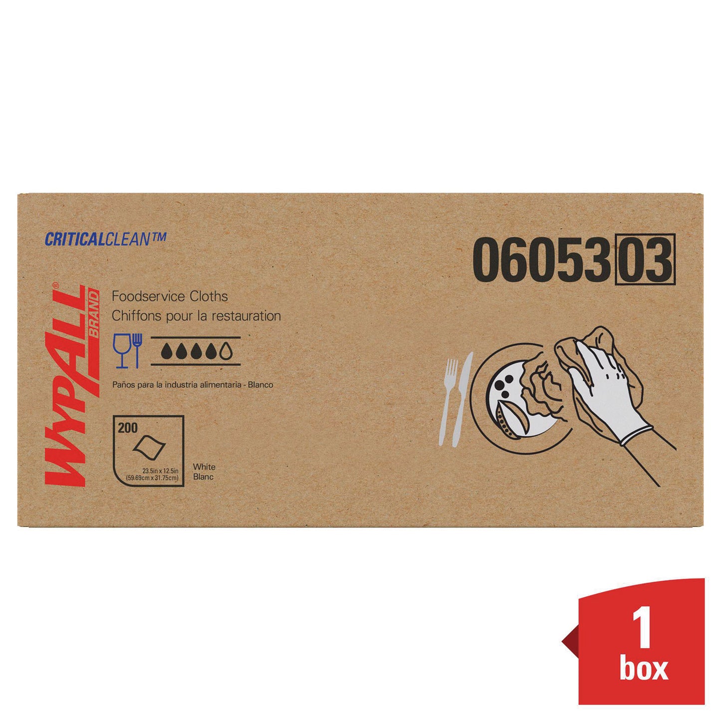 WypAll X50 Foodservice Towels, 1/4 Fold, 23.5 x 12.5, White, 200/Carton (06053)