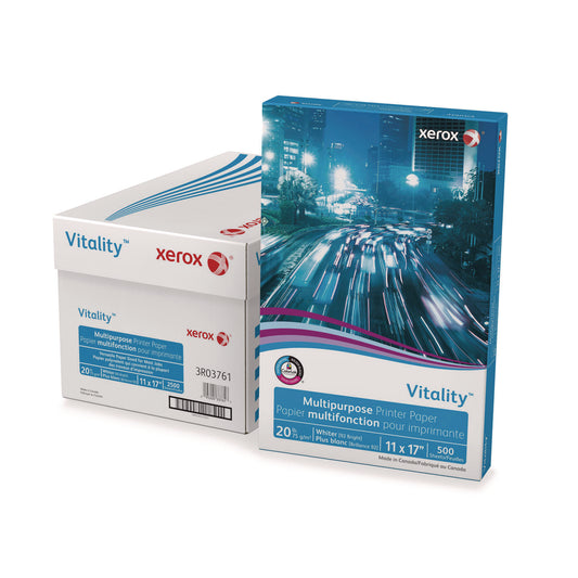 Xerox Vitality Multipurpose Print Paper, 92 Bright, 20 lb Bond Weight, 11 x 17, White, 500/Ream (3R03761)