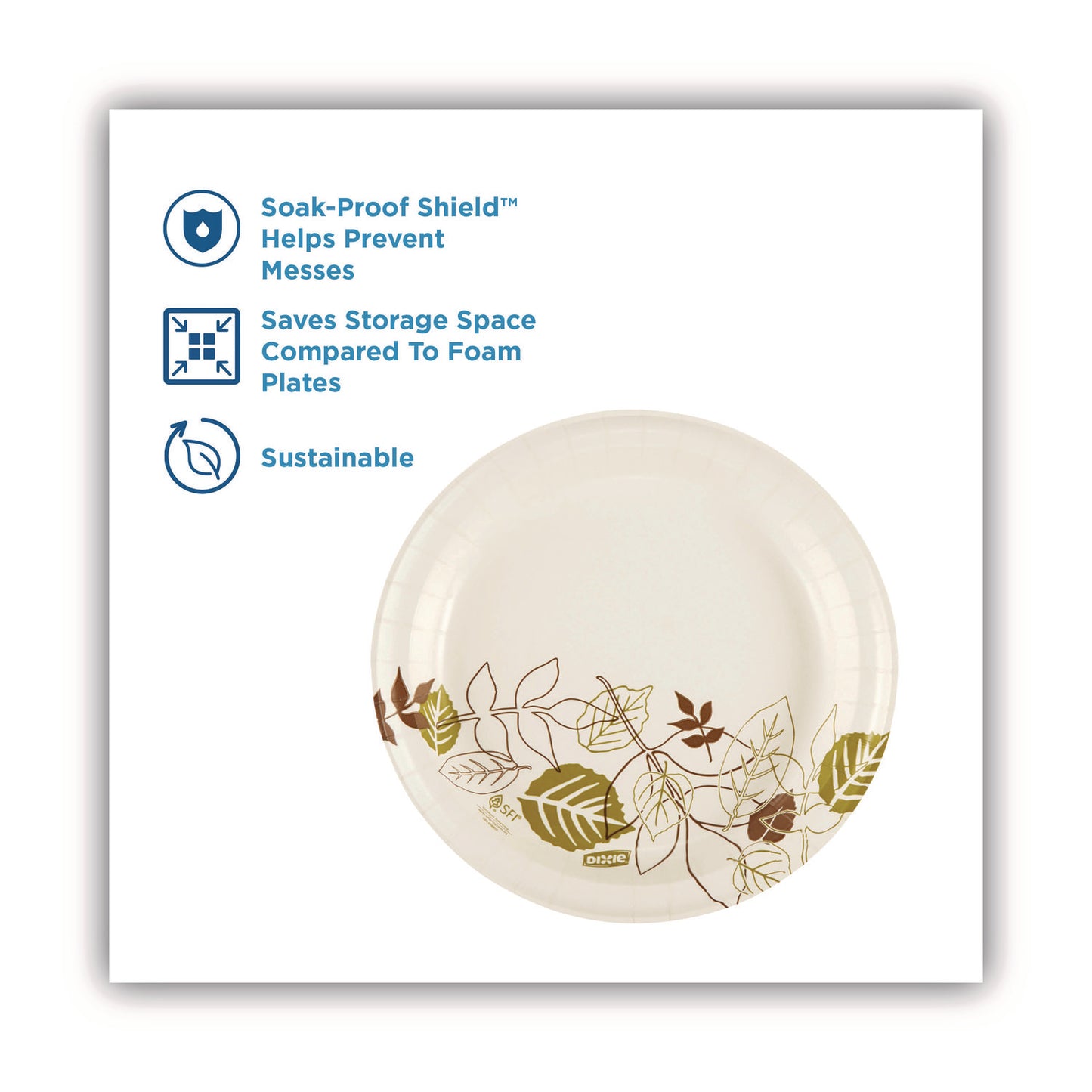 Dixie Pathways Soak-Proof Shield Mediumweight Paper Plates, WiseSize, 8.5" dia, Green/Burgundy, 125/Pack (UX9WSPK)