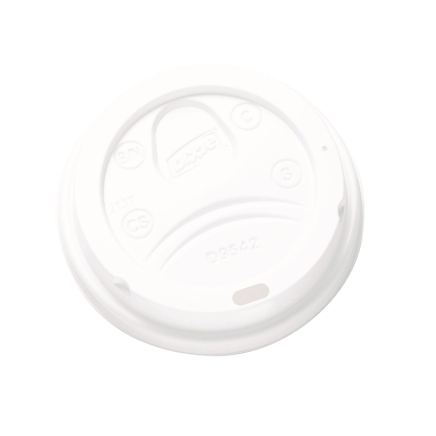 Dome Drink-Thru Lids, Fits 10 oz to 20 oz Dixie Paper Hot Cups, White, 100/Pack (D9542PK)