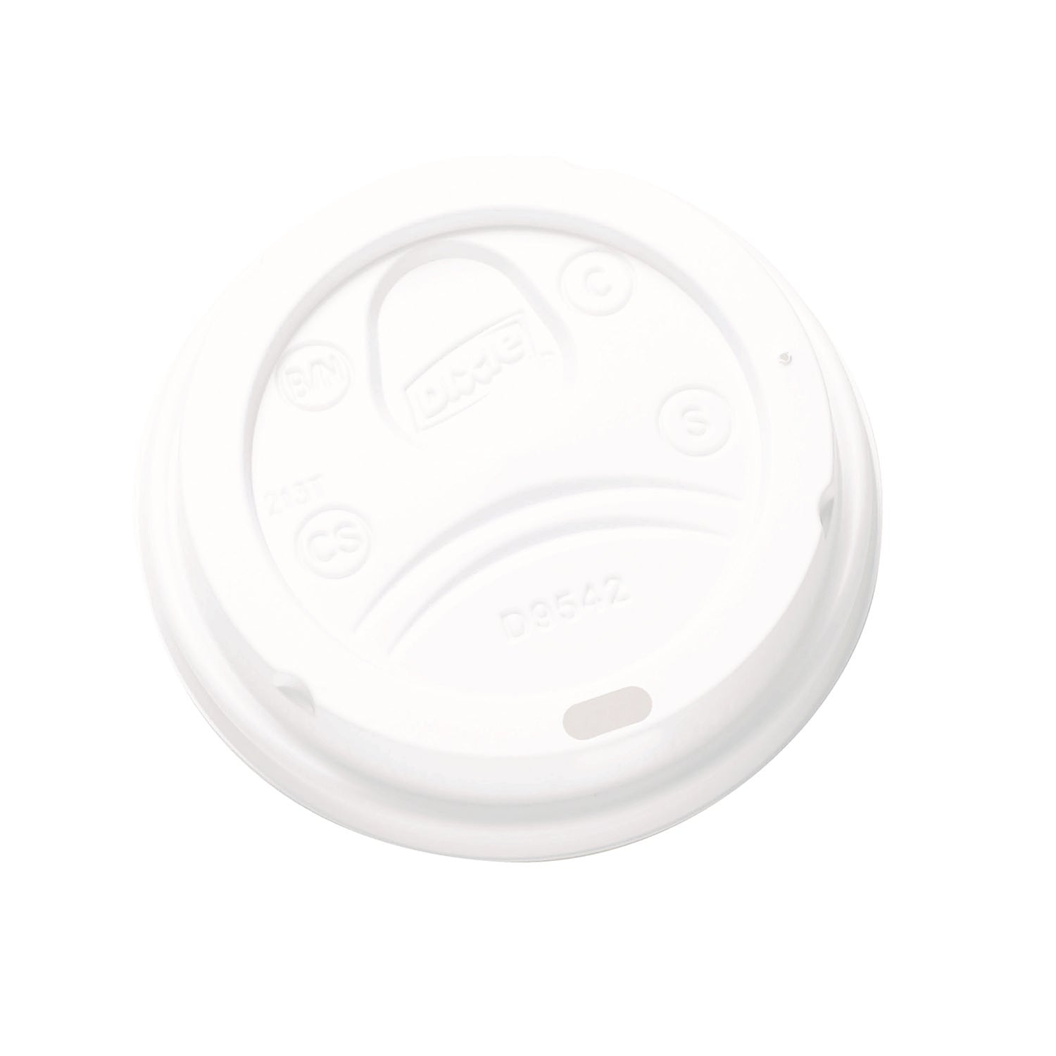Dome Drink-Thru Lids, Fits 10 oz to 20 oz Dixie Paper Hot Cups, White, 100/Pack (D9542PK)