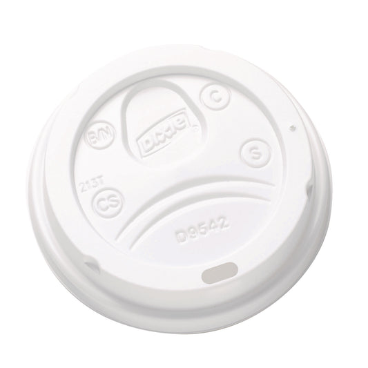 Dixie Dome Drink-Thru Lids, Fits 10 oz to 16 oz Paper Hot Cups, White, 1,000/Carton (D9542)