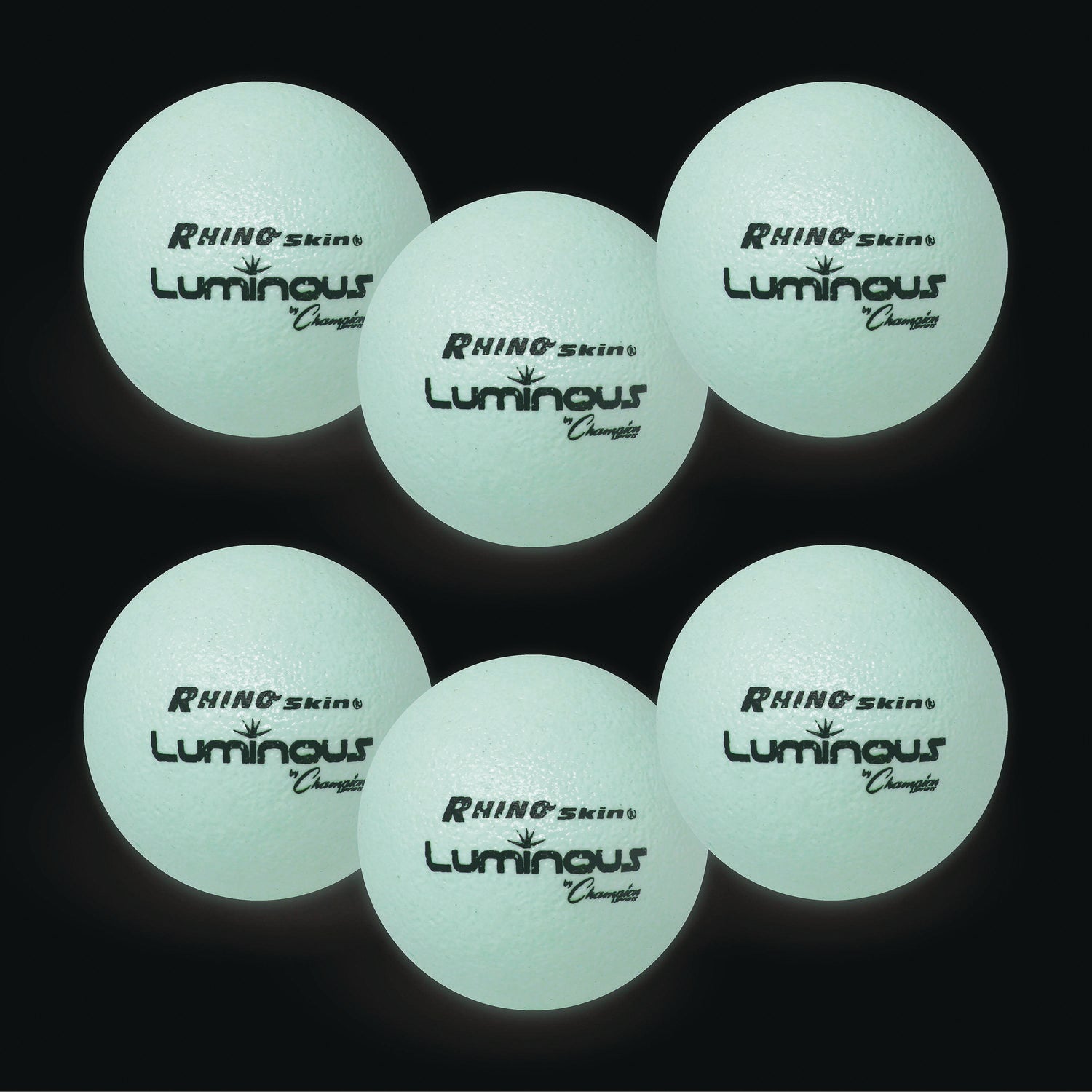 Champion Sports Rhino Skin Luminous Dodgeball Set, 6.3" Diameter, 6/Set (RXLUMSET)