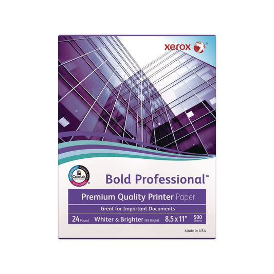 Xerox Bold Professional Quality Paper, 98 Bright, 24 lb Bond Weight, 8.5 x 11, White, 500/Ream (3R13038)