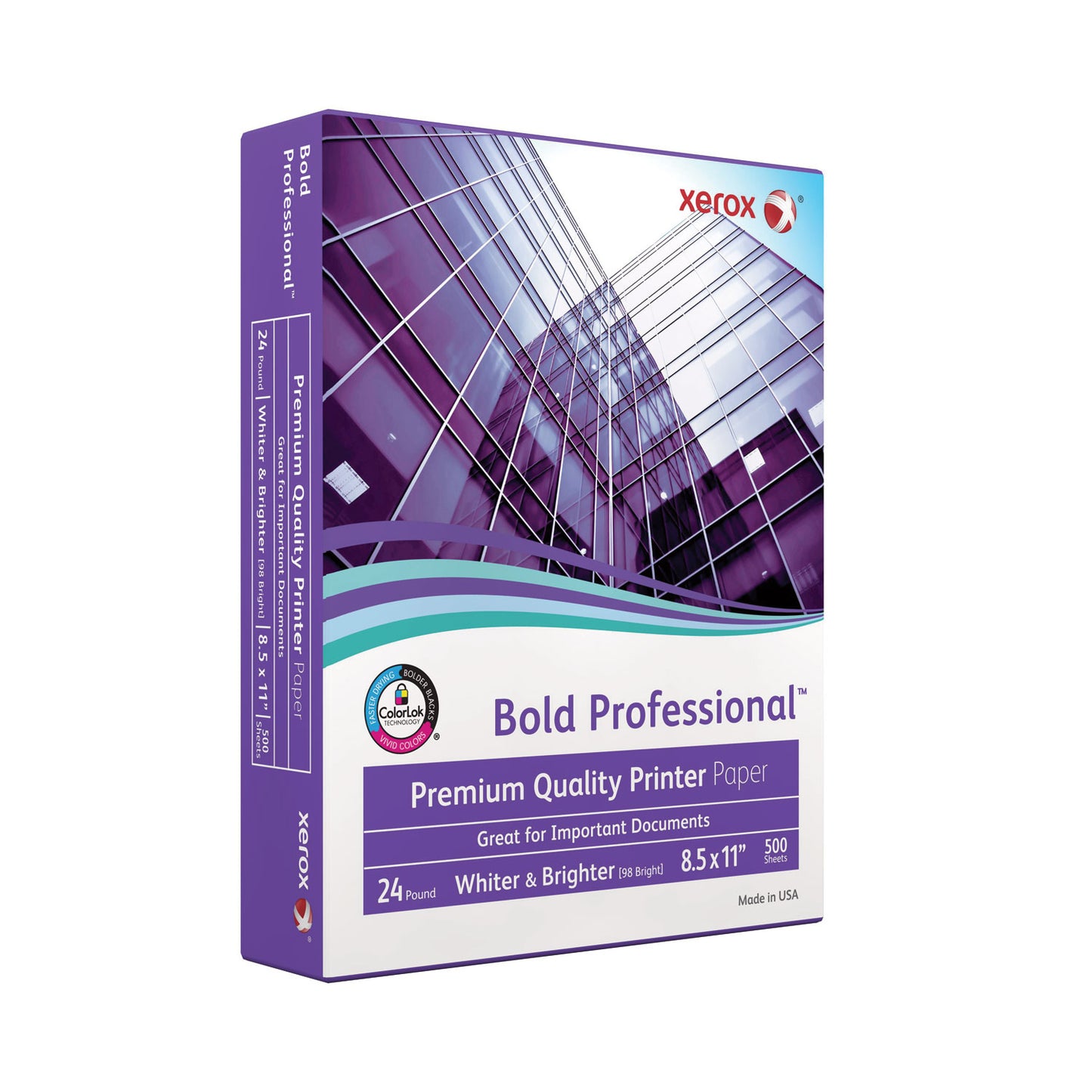 Xerox Bold Professional Quality Paper, 98 Bright, 24 lb Bond Weight, 8.5 x 11, White, 500/Ream (3R13038)