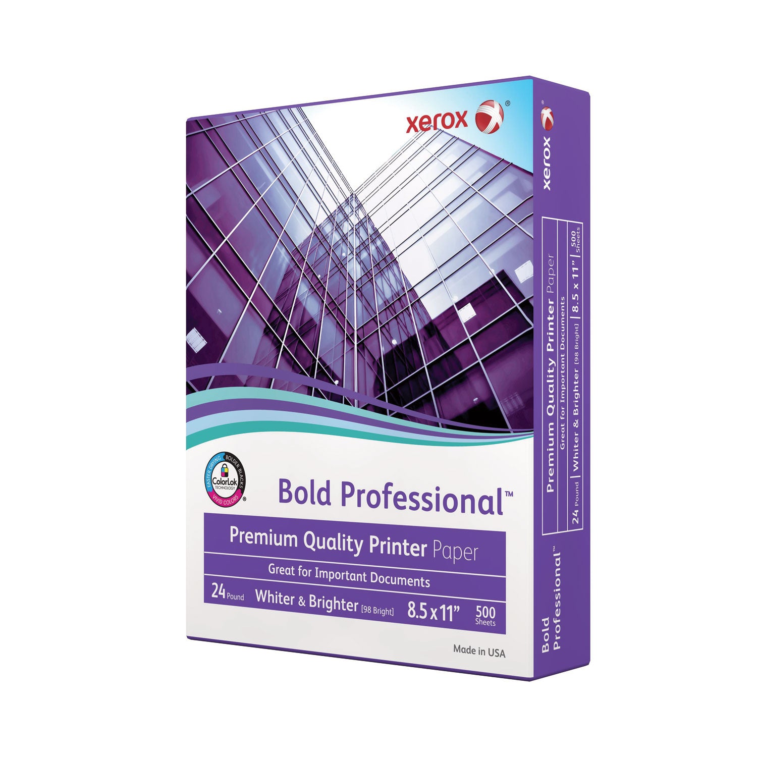 Xerox Bold Professional Quality Paper, 98 Bright, 24 lb Bond Weight, 8.5 x 11, White, 500/Ream (3R13038)