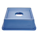 Rubbermaid Commercial Untouchable Bottle and Can Recycling Top, Round Opening,  20.13w x 20.13d x 6.25h, Blue (2791BLU)