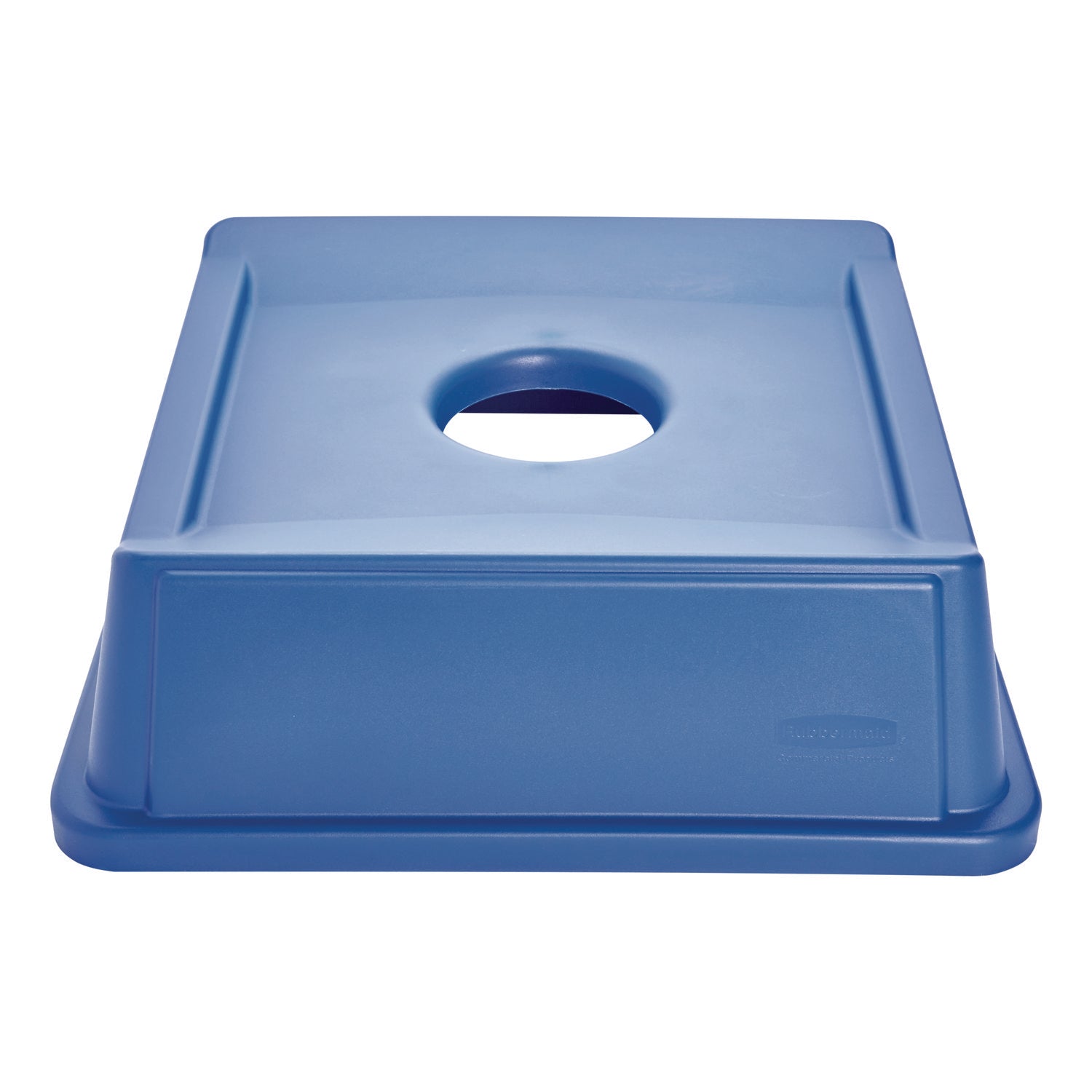 Rubbermaid Commercial Untouchable Bottle and Can Recycling Top, Round Opening,  20.13w x 20.13d x 6.25h, Blue (2791BLU)