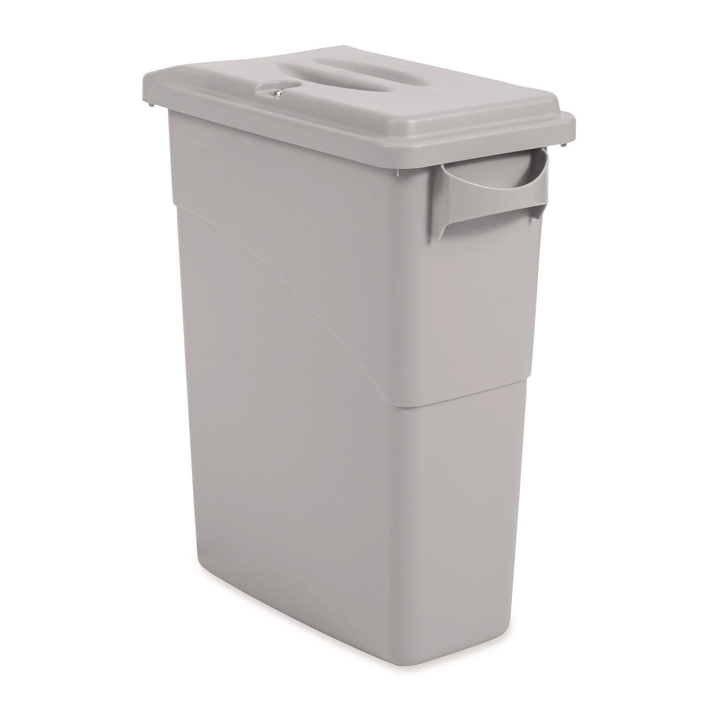 Rubbermaid Commercial Slim Jim Confidential Document Waste Receptacle with Lid, 23 gal, Light Gray (9W15LGY)