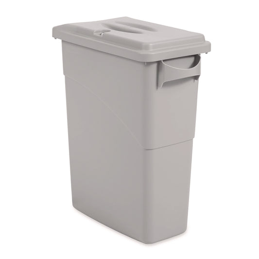 Rubbermaid Commercial Slim Jim Confidential Document Waste Receptacle with Lid, 23 gal, Light Gray (9W15LGY)