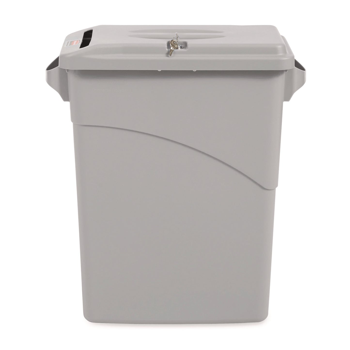 Rubbermaid Commercial Slim Jim Confidential Document Waste Receptacle with Lid, 23 gal, Light Gray (9W15LGY)