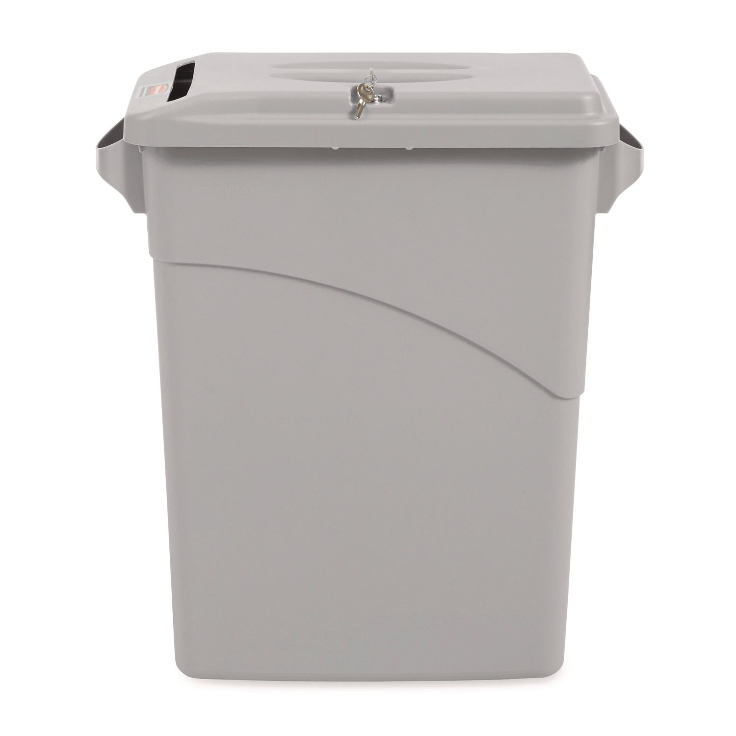 Rubbermaid Commercial Slim Jim Confidential Document Waste Receptacle with Lid, 23 gal, Light Gray (9W15LGY)