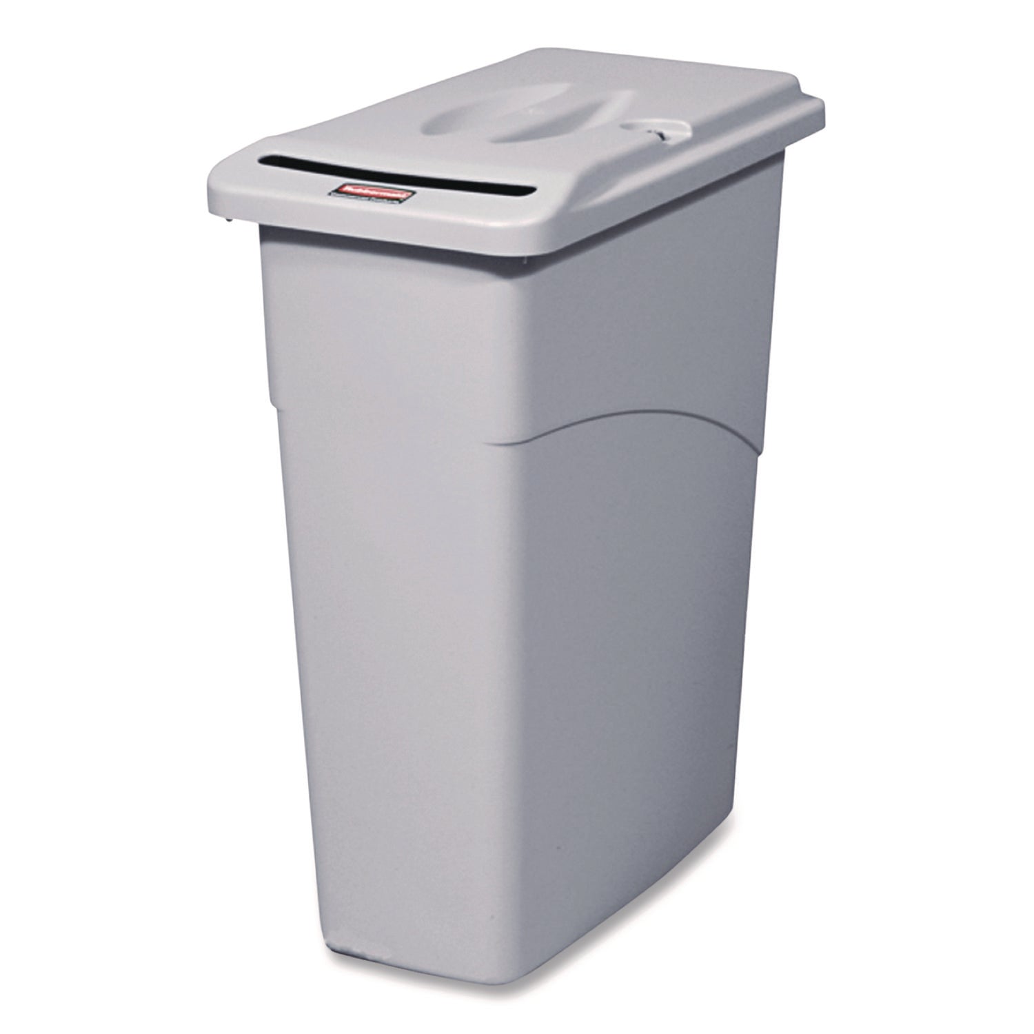 Rubbermaid Commercial Slim Jim Confidential Document Waste Receptacle with Lid, 23 gal, Light Gray (9W15LGY)