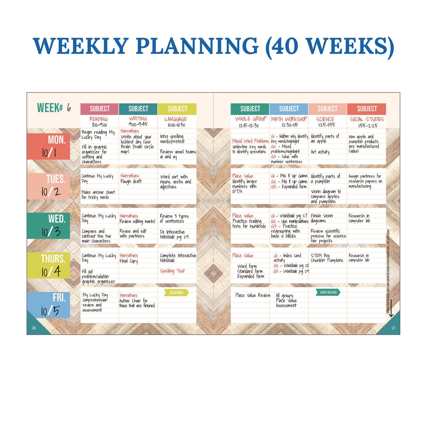 Carson-Dellosa Teacher Planners, Weekly/Monthly, Two-Page Spread, 11 x 8.5, Multicolor Cover, True to You Theme (105051)