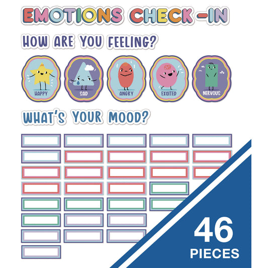 Carson-Dellosa Curriculum Bulletin Board Sets, 46-Piece Set , We Stick Together: Emotions Check-In, 7.9" x 15", Multicolor (110532)