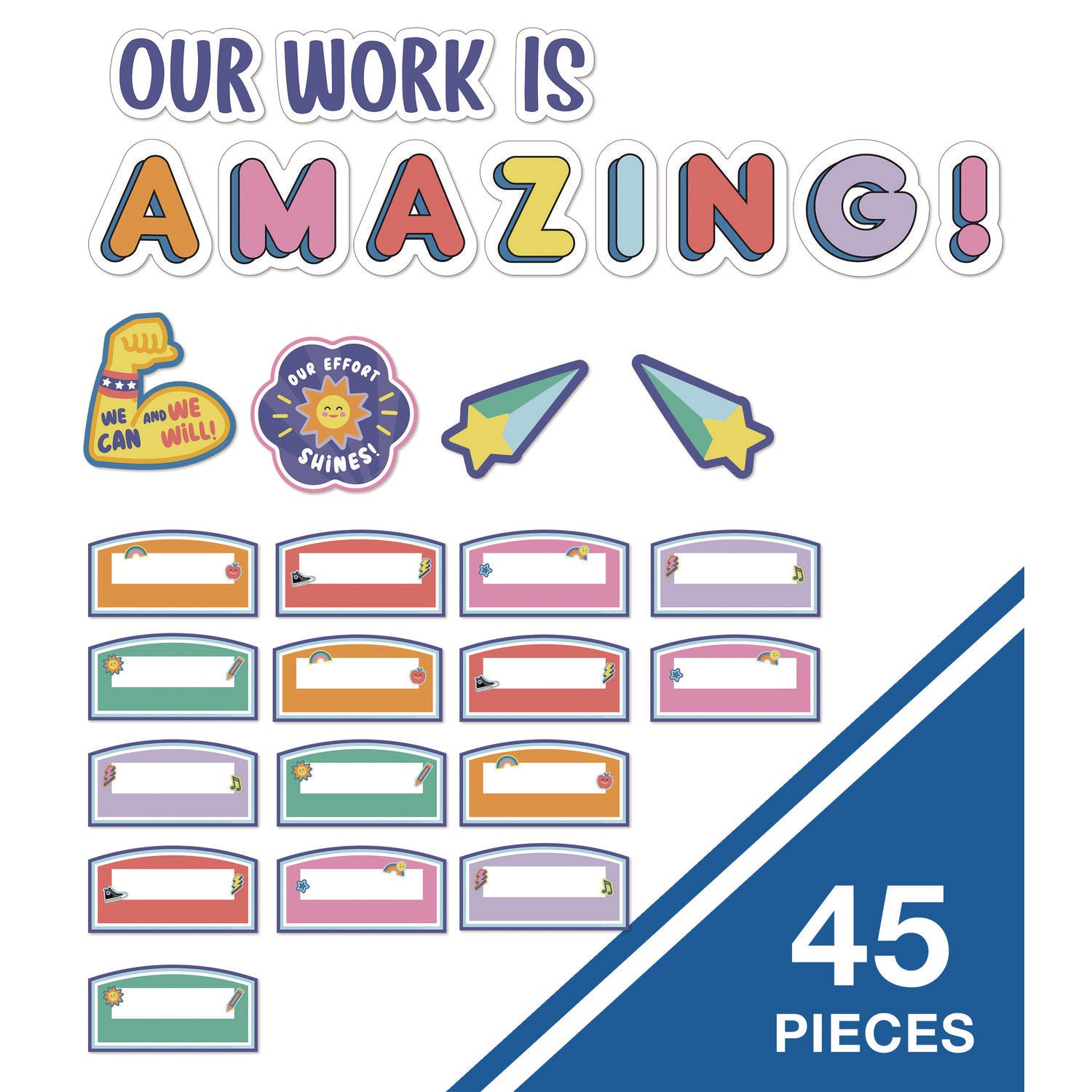 Carson-Dellosa Work Display Bulletin Board Sets, 45-Piece Set, We Stick Together: Our Work Is Amazing, 7.9" x 15", Multicolor (110558)