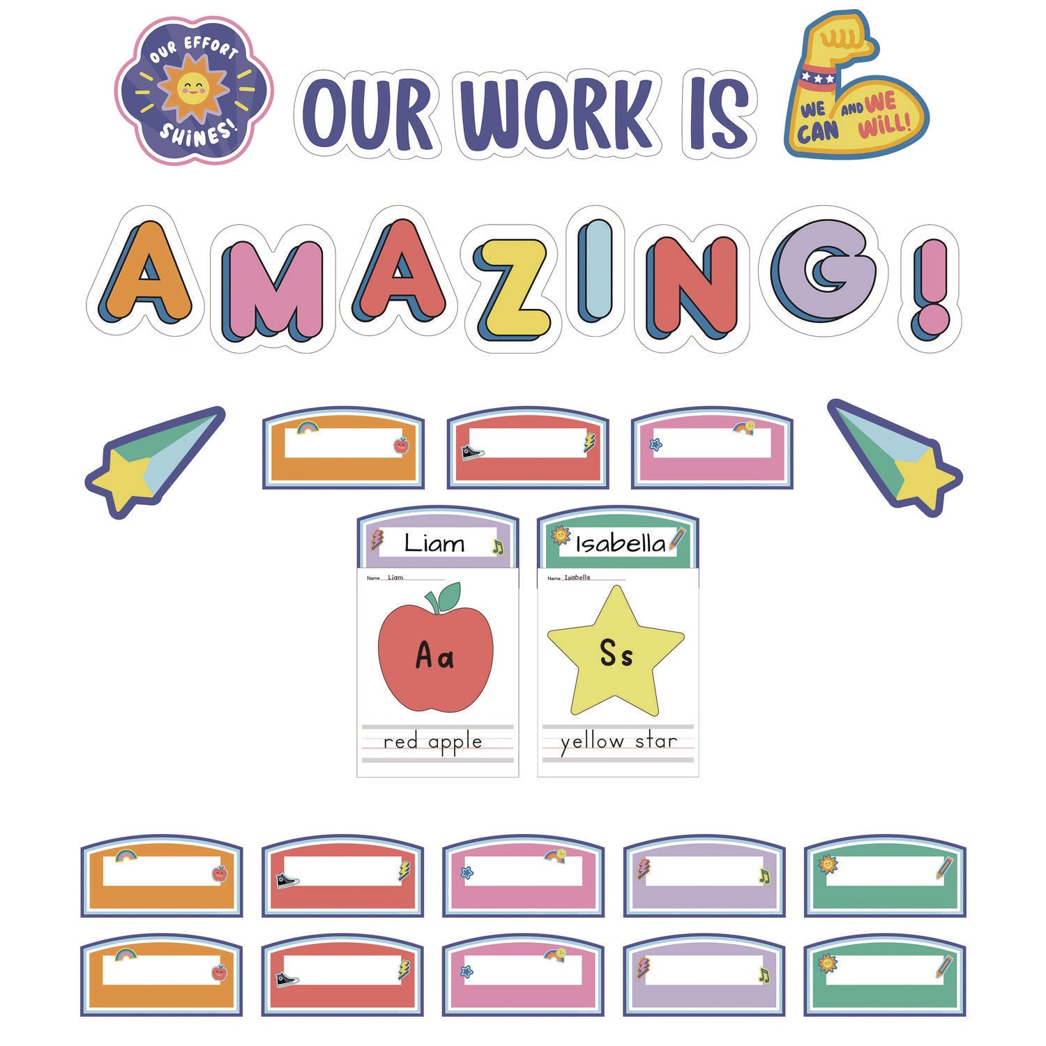 Carson-Dellosa Work Display Bulletin Board Sets, 45-Piece Set, We Stick Together: Our Work Is Amazing, 7.9" x 15", Multicolor (110558)