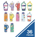 Carson-Dellosa Assorted Colorful Cut-Outs, 36-Piece Set, We Stick Together: Cups + Water Bottles, 5.8" x 8", Multicolor (120651)