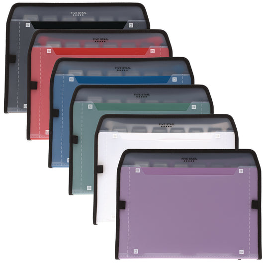 Five Star Expanding File, 7.5" Expansion, 7 Sections, Zipper Closure, Letter Size, Randomly Assorted Colors (350099)