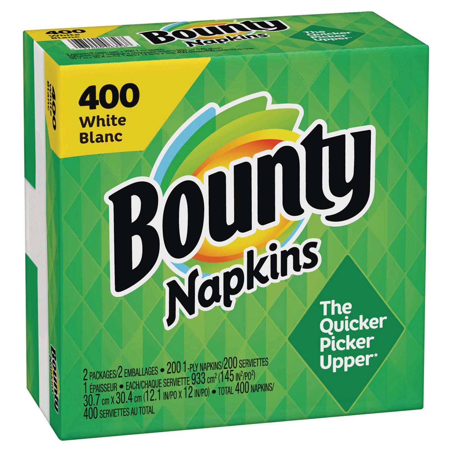 Bounty Quilted Napkins, 2-Ply, 12.1 x 12, White, 400/Pack, 4 Packs/Carton (19096)