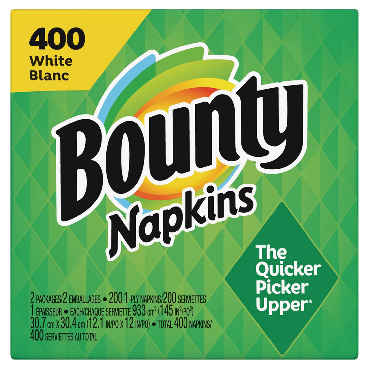 Bounty Quilted Napkins, 2-Ply, 12.1 x 12, White, 400/Pack, 4 Packs/Carton (19096)