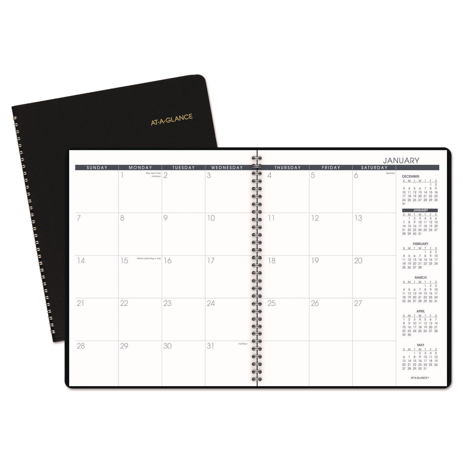 AT-A-GLANCE Monthly Planner, 11 x 9, Black Cover, 15-Month: Jan 2025 to Mar 2026 (7026005)