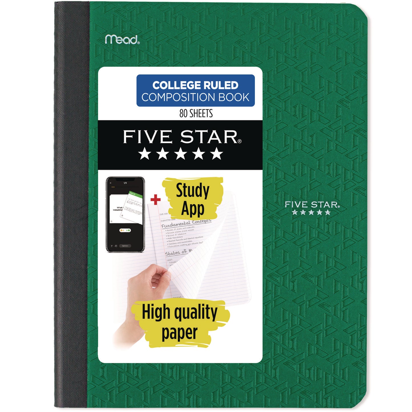 Five Star Composition Book, Medium/College Rule, Randomly Assorted Cover Color, (80) 9.75 x 7.5 Sheets (850065)