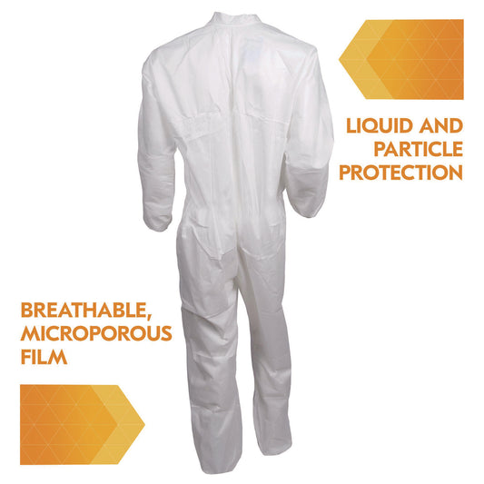 KleenGuard A30 Breathable Splash and Particle Protection Coveralls, 3X-Large, White, 21/Carton (46006)