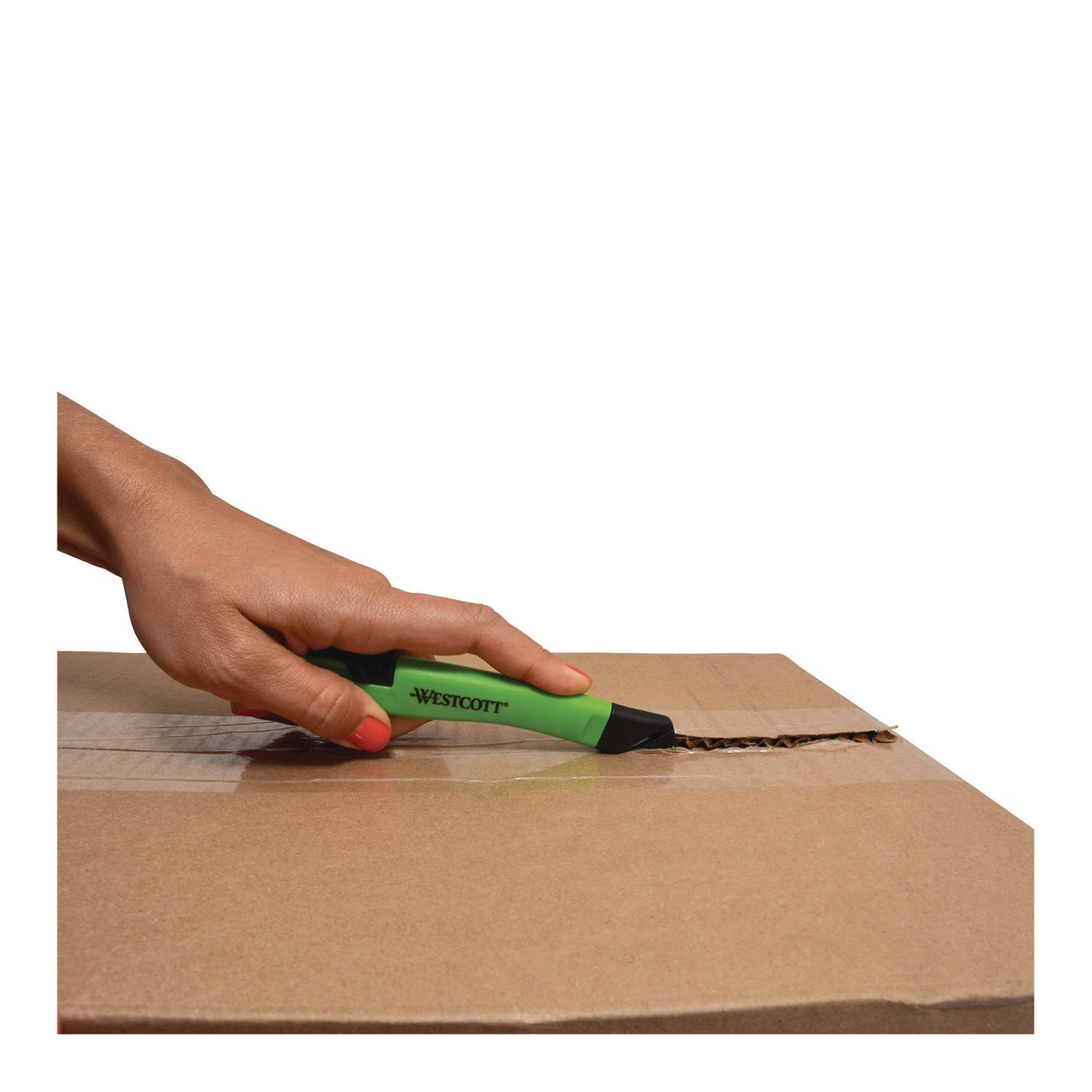 Westcott Safety Ceramic Blade Box Cutter, 0.5" Blade, 5.7" Plastic Handle, Green (17969)