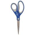 Westcott Scissors with Antimicrobial Protection, 8" Long, 3.25" Cut Length, Straight Blue/Gray Handle, 2/Pack (17836)