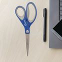 Westcott Scissors with Antimicrobial Protection, 8" Long, 3.25" Cut Length, Straight Blue/Gray Handle, 2/Pack (17836)