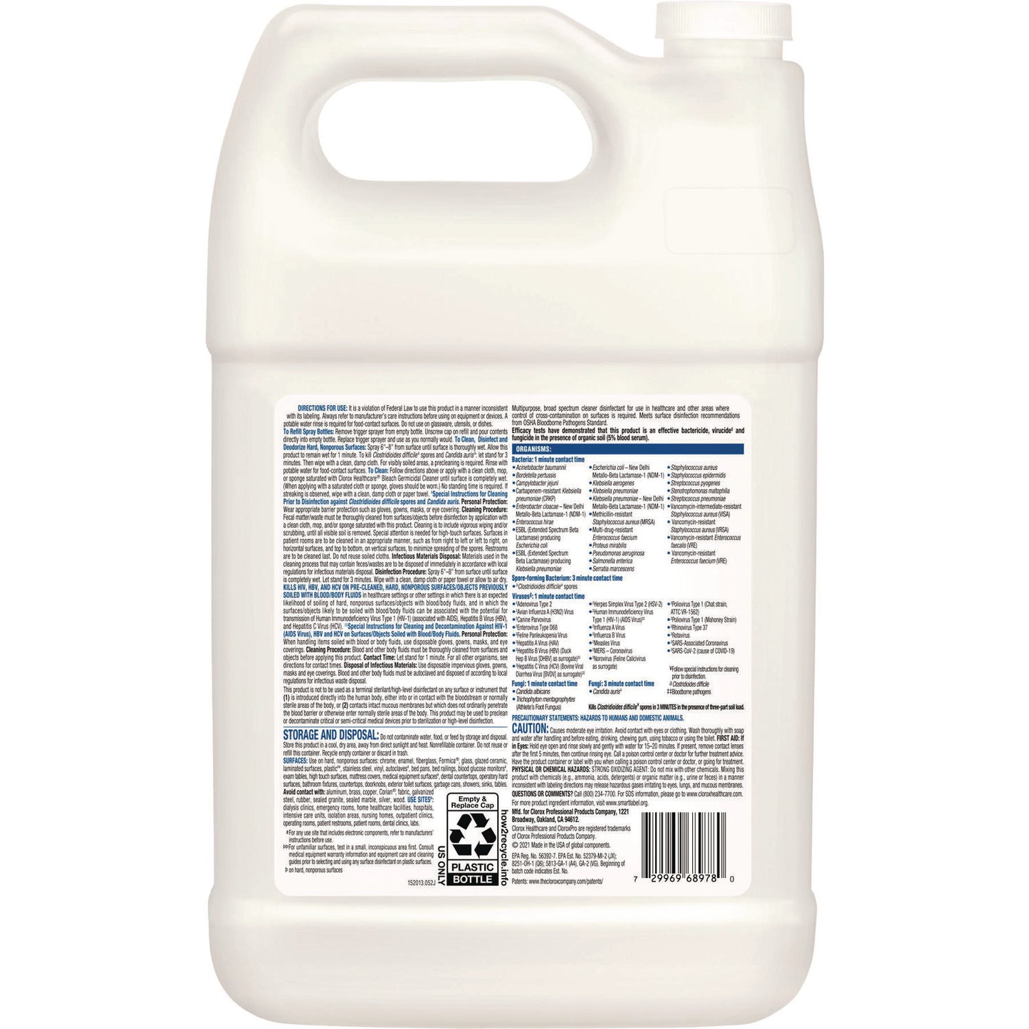 Clorox Healthcare Bleach Germicidal Cleaner, 128 oz Refill Bottle (68978EA)