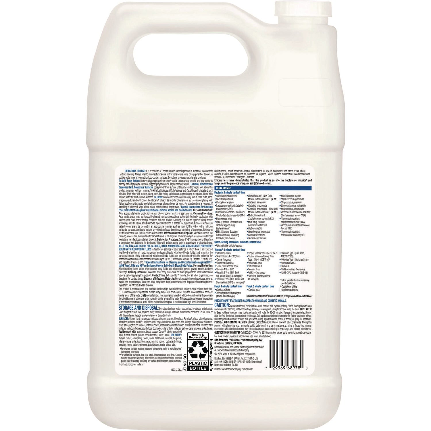 Clorox Healthcare Bleach Germicidal Cleaner, 128 oz Refill Bottle (68978EA)