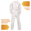 KleenGuard A20 Breathable Particle Protection Coveralls, Zip Front, Elastic Back, Wrists, Ankles, Large, White, 24/Carton (49103)