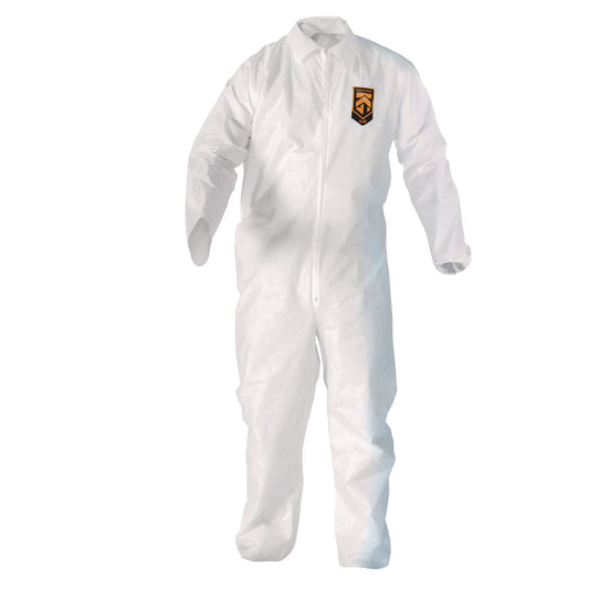 KleenGuard A20 Breathable Particle Protection Coveralls, Zip Front, Elastic Back, Wrists, Ankles, 4X-Large, White, 20/Carton (49107)