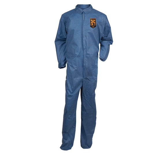 KleenGuard A20 Breathable Particle Protection Coveralls, Zip Front, Elastic Back, Wrists, Ankles, 3X-Large, Blue, 20/Carton (58506)