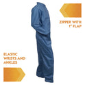 KleenGuard A20 Breathable Particle Protection Coveralls, Zip Front, Elastic Back, Wrists, Ankles, 3X-Large, Blue, 20/Carton (58506)