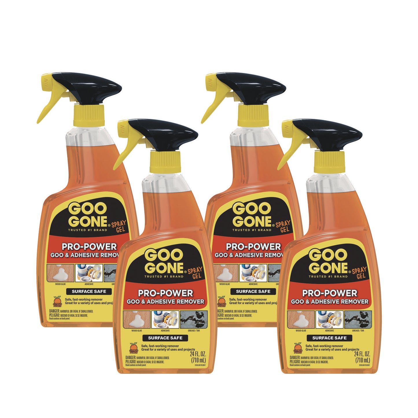 Goo Gone Pro-Power Cleaner, Citrus Scent, 24 oz Spray Bottle, 4/Carton (2180A)