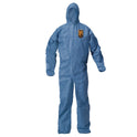 KleenGuard A20 Breathable Particle Protection Coveralls, Zip Front, Hood, Elastic Back, Wrists, Ankles, 2X-Large, Blue, 24/Carton (58515)