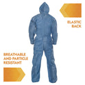 KleenGuard A20 Breathable Particle Protection Coveralls, Zip Front, Hood, Elastic Back, Wrists, Ankles, 2X-Large, Blue, 24/Carton (58515)