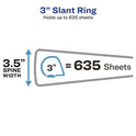 Avery Showcase Economy View Binders with Slant Rings, 3 Rings, 3" Capacity, 11 x 8.5, White (19751)