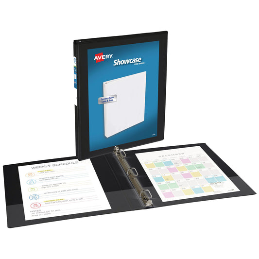 Avery Showcase Economy View Binders with Slant Rings, 3 Rings, 0.5" Capacity, 11 x 8.5, Black (19550)