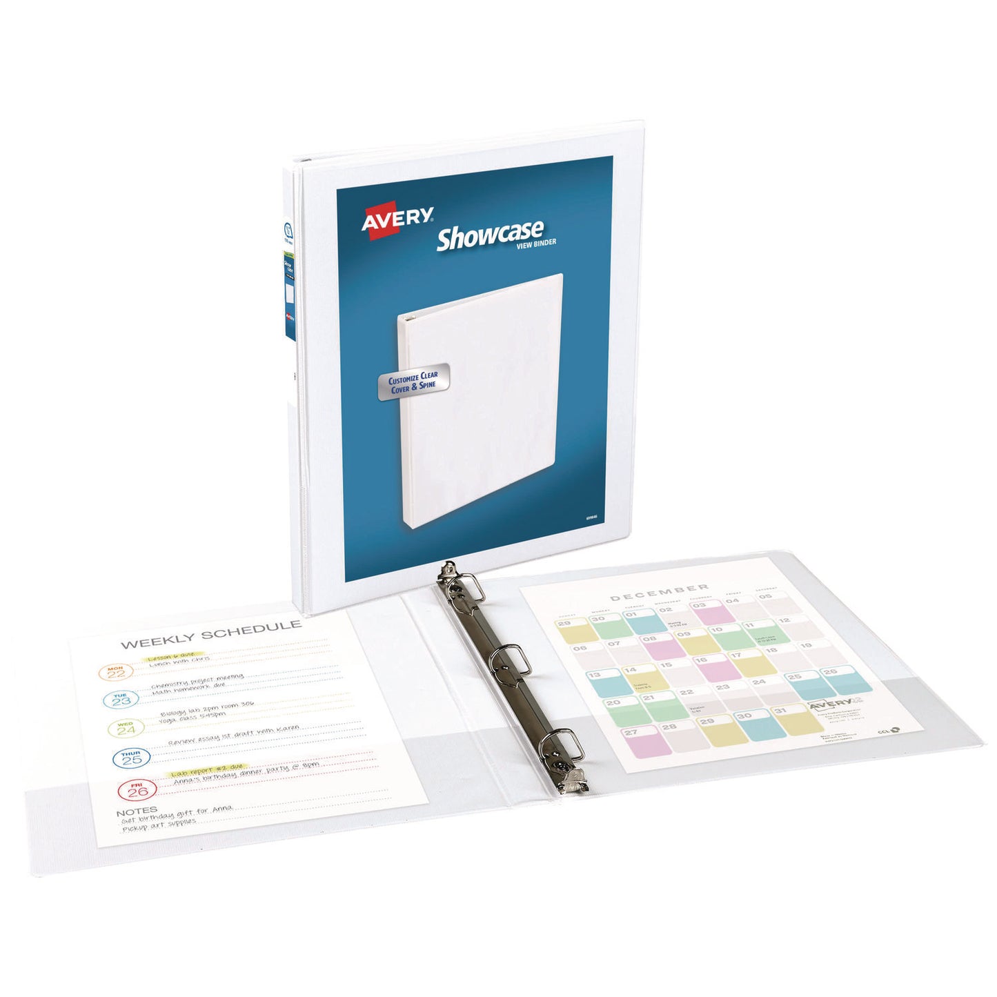 Avery Showcase Economy View Binders with Slant Rings, 3 Rings, 0.5" Capacity, 11 x 8.5, White (19551)